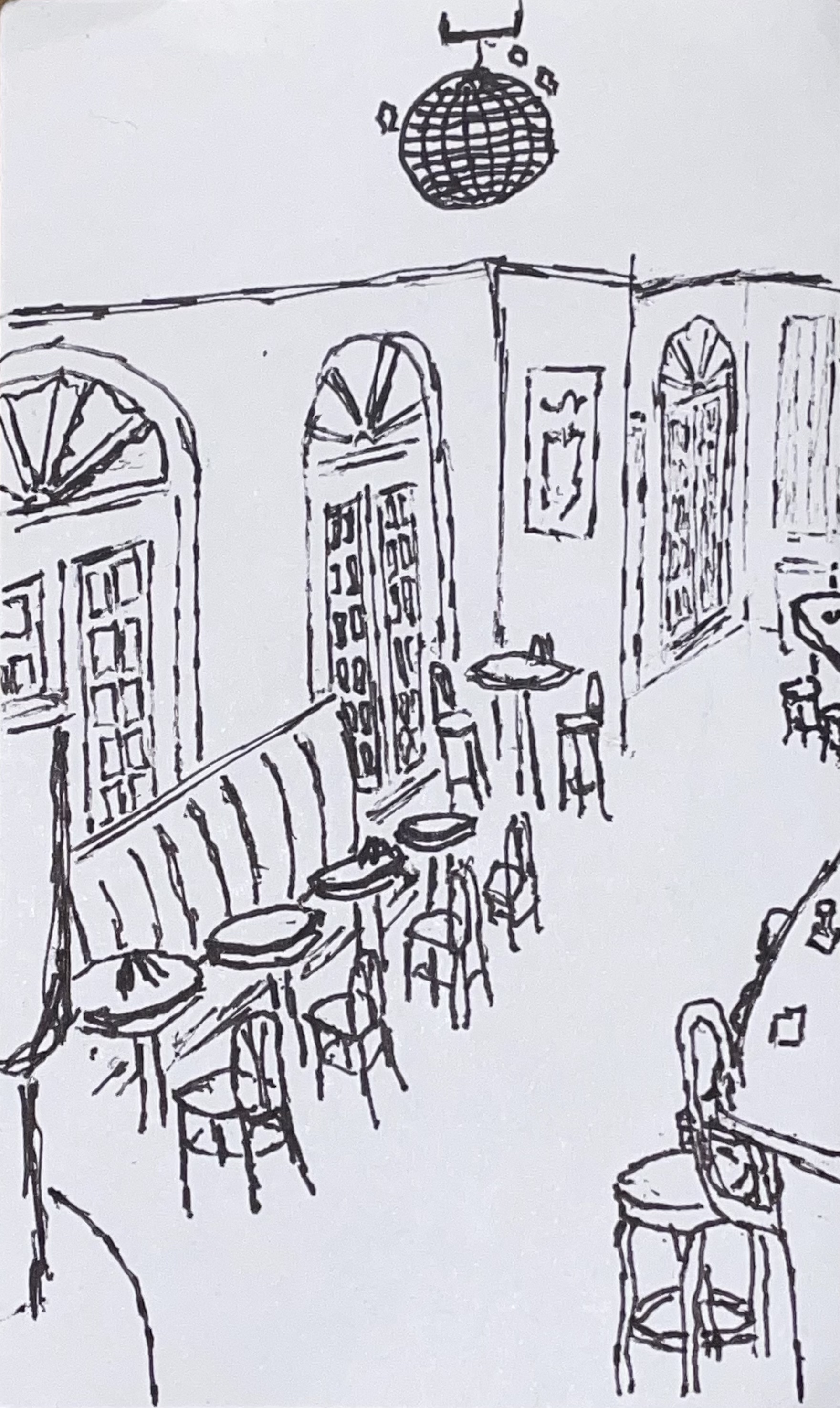 interior sketch of the duplex bar