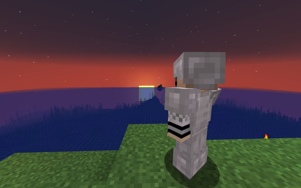 another day ends staring off into the sunset in minecraft